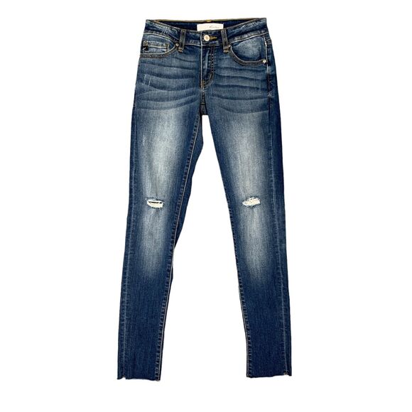 KanCan Jeans Womens 1/24 Denim Skinny Distressed Low Rise Ankle Stretch Pants - Picture 1 of 12